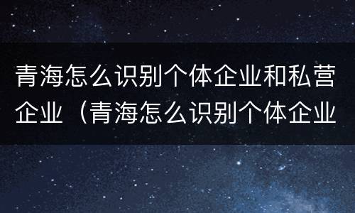 青海怎么识别个体企业和私营企业（青海怎么识别个体企业和私营企业呢）