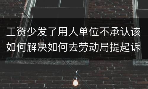 工资少发了用人单位不承认该如何解决如何去劳动局提起诉讼