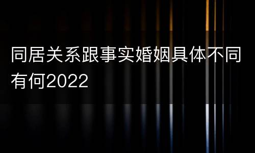 同居关系跟事实婚姻具体不同有何2022