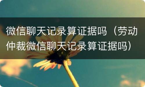 微信聊天记录算证据吗（劳动仲裁微信聊天记录算证据吗）
