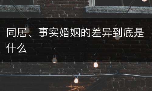 同居、事实婚姻的差异到底是什么