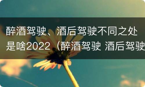 醉酒驾驶、酒后驾驶不同之处是啥2022（醉酒驾驶 酒后驾驶 区别）