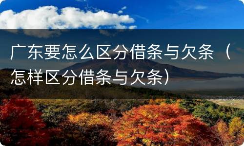 广东要怎么区分借条与欠条（怎样区分借条与欠条）