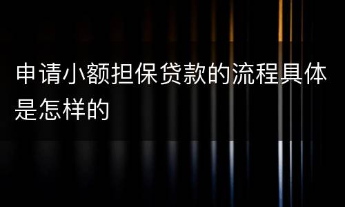申请小额担保贷款的流程具体是怎样的