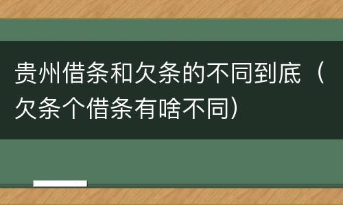 贵州借条和欠条的不同到底（欠条个借条有啥不同）