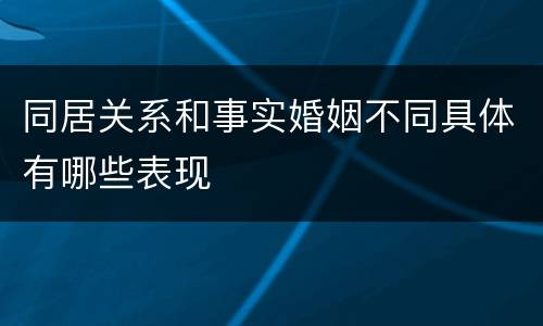 同居关系和事实婚姻不同具体有哪些表现