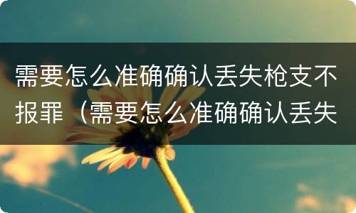 需要怎么准确确认丢失枪支不报罪（需要怎么准确确认丢失枪支不报罪的情形）