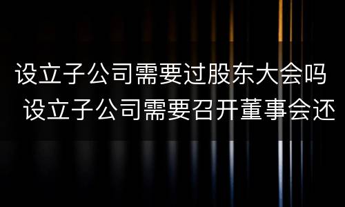设立子公司需要过股东大会吗 设立子公司需要召开董事会还是股东会