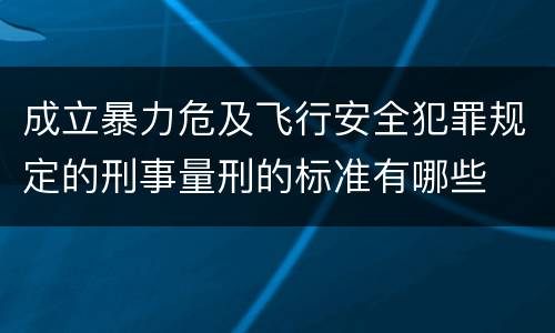 成立暴力危及飞行安全犯罪规定的刑事量刑的标准有哪些