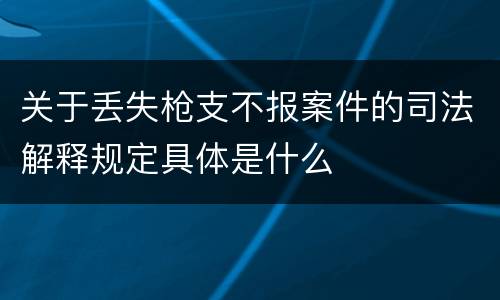 关于丢失枪支不报案件的司法解释规定具体是什么