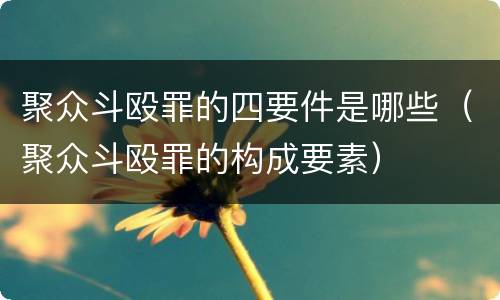聚众斗殴罪的四要件是哪些（聚众斗殴罪的构成要素）