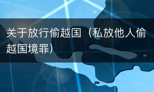 关于放行偷越国（私放他人偷越国境罪）