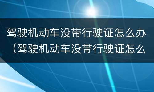 驾驶机动车没带行驶证怎么办（驾驶机动车没带行驶证怎么办手续）