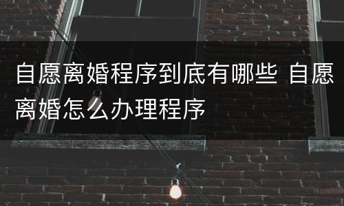 自愿离婚程序到底有哪些 自愿离婚怎么办理程序