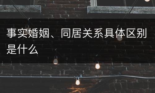 事实婚姻、同居关系具体区别是什么