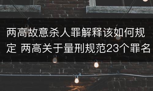 两高故意杀人罪解释该如何规定 两高关于量刑规范23个罪名