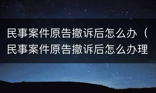 民事案件原告撤诉后怎么办（民事案件原告撤诉后怎么办理）