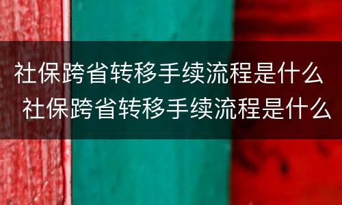 社保跨省转移手续流程是什么 社保跨省转移手续流程是什么样的