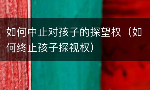 如何中止对孩子的探望权（如何终止孩子探视权）