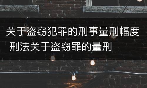 关于盗窃犯罪的刑事量刑幅度 刑法关于盗窃罪的量刑