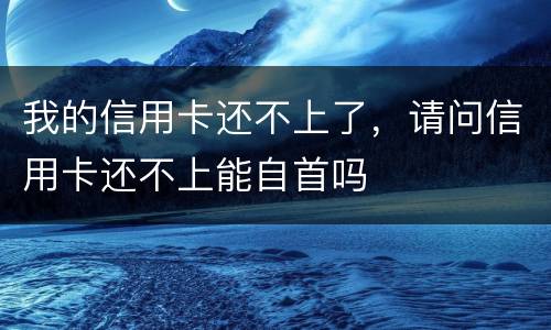 我的信用卡还不上了，请问信用卡还不上能自首吗