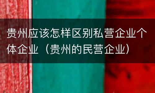 贵州应该怎样区别私营企业个体企业（贵州的民营企业）