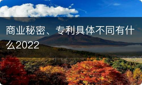 商业秘密、专利具体不同有什么2022