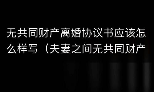 无共同财产离婚协议书应该怎么样写（夫妻之间无共同财产离婚协议怎么写）