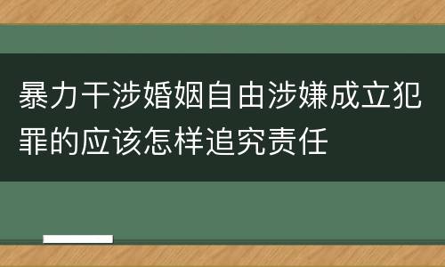 暴力干涉婚姻自由涉嫌成立犯罪的应该怎样追究责任