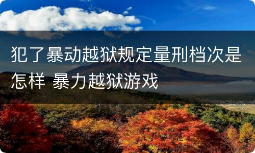 犯了暴动越狱规定量刑档次是怎样 暴力越狱游戏