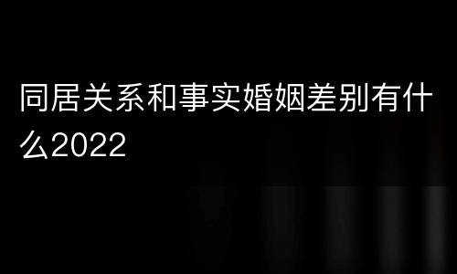 同居关系和事实婚姻差别有什么2022
