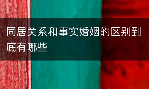 同居关系和事实婚姻的区别到底有哪些
