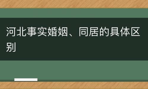 河北事实婚姻、同居的具体区别