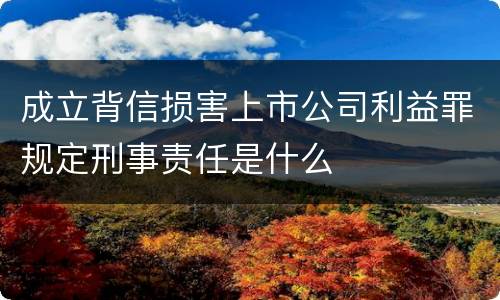 成立背信损害上市公司利益罪规定刑事责任是什么