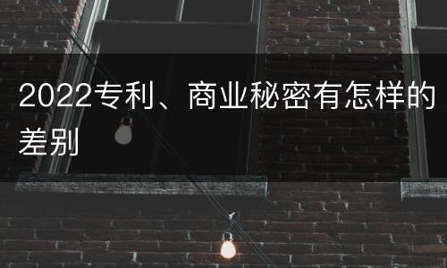 2022专利、商业秘密有怎样的差别