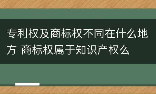 专利权及商标权不同在什么地方 商标权属于知识产权么