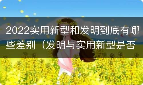 2022实用新型和发明到底有哪些差别（发明与实用新型是否具有实用性）