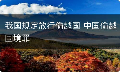 我国规定放行偷越国 中国偷越国境罪