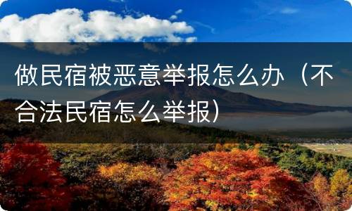 做民宿被恶意举报怎么办（不合法民宿怎么举报）