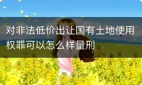 对非法低价出让国有土地使用权罪可以怎么样量刑