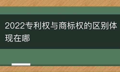 2022专利权与商标权的区别体现在哪