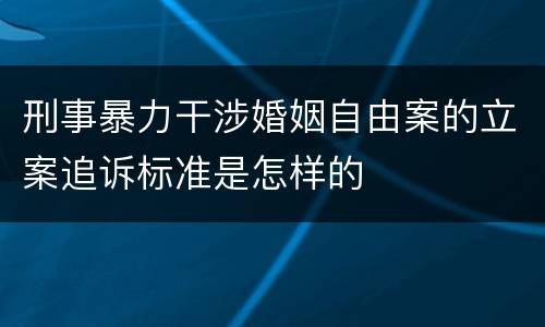 刑事暴力干涉婚姻自由案的立案追诉标准是怎样的