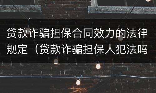 贷款诈骗担保合同效力的法律规定（贷款诈骗担保人犯法吗）