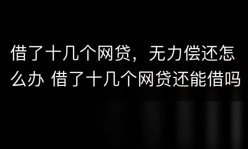 借了十几个网贷，无力偿还怎么办 借了十几个网贷还能借吗