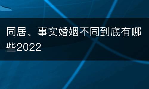 同居、事实婚姻不同到底有哪些2022