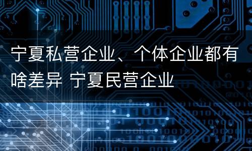 宁夏私营企业、个体企业都有啥差异 宁夏民营企业 宁夏私营企业、个体企业都有啥差异 宁夏民营企业