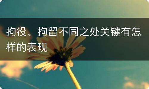 拘役、拘留不同之处关键有怎样的表现