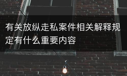 有关放纵走私案件相关解释规定有什么重要内容