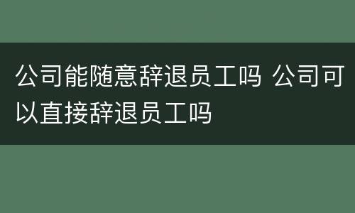 公司能随意辞退员工吗 公司可以直接辞退员工吗