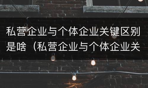 私营企业与个体企业关键区别是啥（私营企业与个体企业关键区别是啥呀）